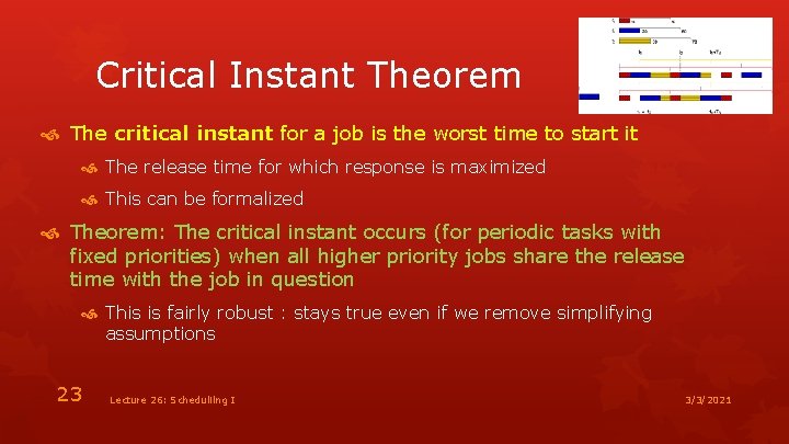 Critical Instant Theorem The critical instant for a job is the worst time to