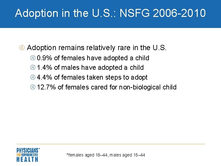 Adoption in the U. S. : NSFG 2006 -2010 Adoption remains relatively rare in