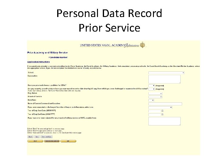 Personal Data Record Prior Service 