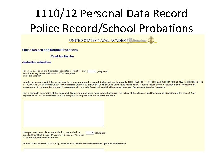 1110/12 Personal Data Record Police Record/School Probations 