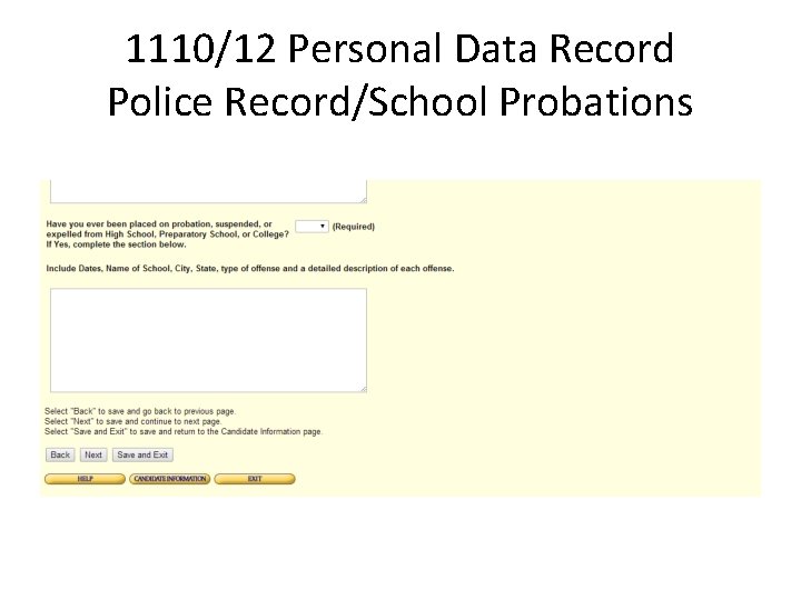 1110/12 Personal Data Record Police Record/School Probations 