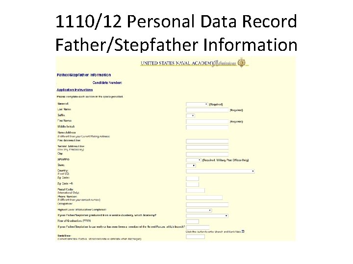 1110/12 Personal Data Record Father/Stepfather Information 