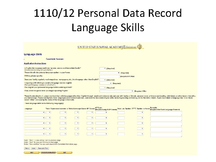 1110/12 Personal Data Record Language Skills 