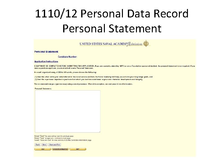 1110/12 Personal Data Record Personal Statement 
