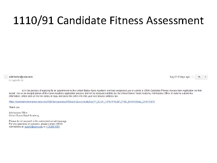 1110/91 Candidate Fitness Assessment 
