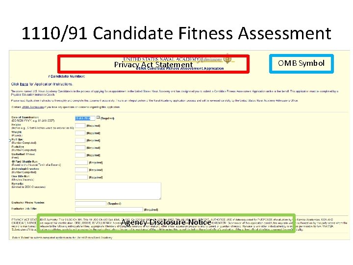 1110/91 Candidate Fitness Assessment Privacy Act Statement Agency Disclosure Notice OMB Symbol 