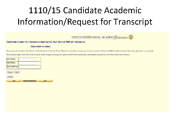 1110/15 Candidate Academic Information/Request for Transcript 