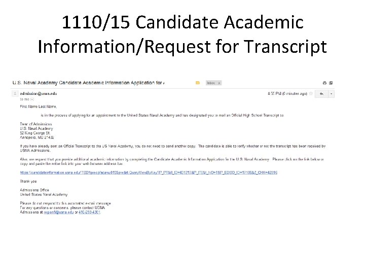 1110/15 Candidate Academic Information/Request for Transcript 