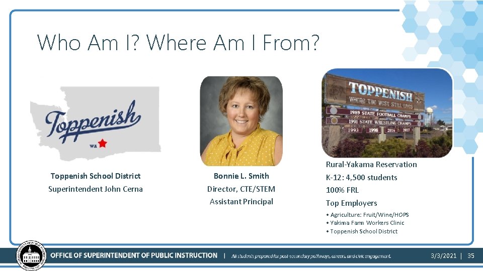 Who Am I? Where Am I From? Toppenish School District Superintendent John Cerna Bonnie