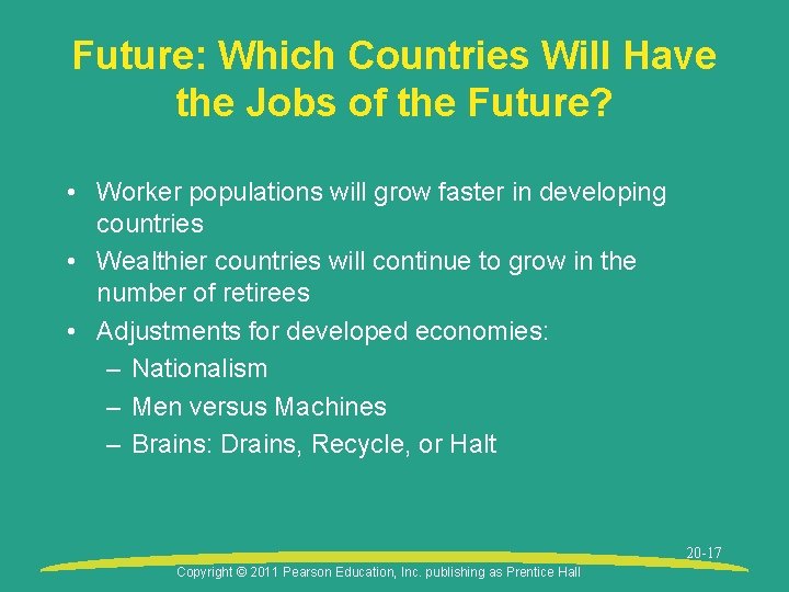 Future: Which Countries Will Have the Jobs of the Future? • Worker populations will