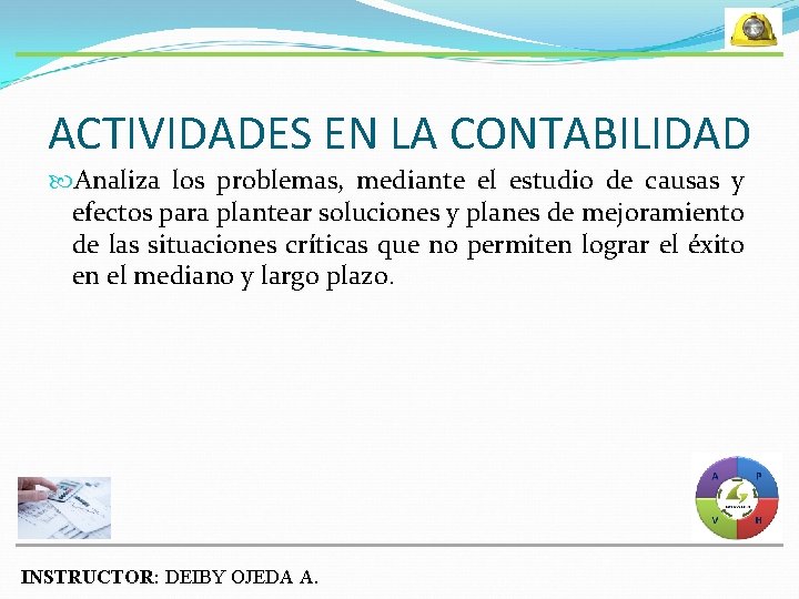 ACTIVIDADES EN LA CONTABILIDAD Analiza los problemas, mediante el estudio de causas y efectos ACTIVIDADES EN LA CONTABILIDAD Analiza los problemas, mediante el estudio de causas y efectos