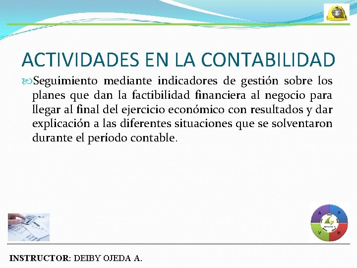 ACTIVIDADES EN LA CONTABILIDAD Seguimiento mediante indicadores de gestión sobre los planes que dan