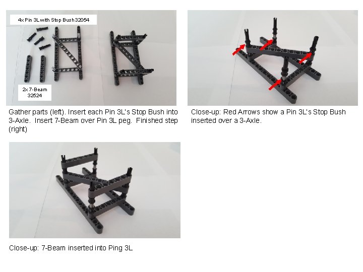 4 x Pin 3 L with Stop Bush 32054 2 x 7 -Beam 32524