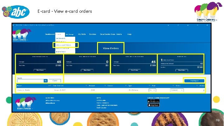 E-card - View e-card orders 19 