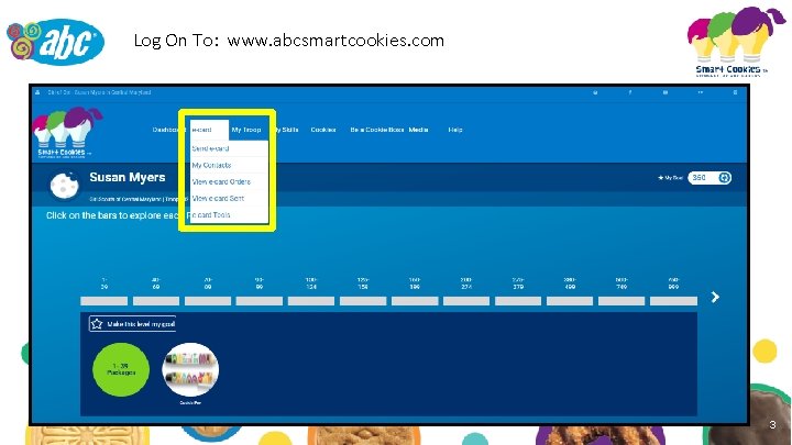 Log On To: www. abcsmartcookies. com 3 
