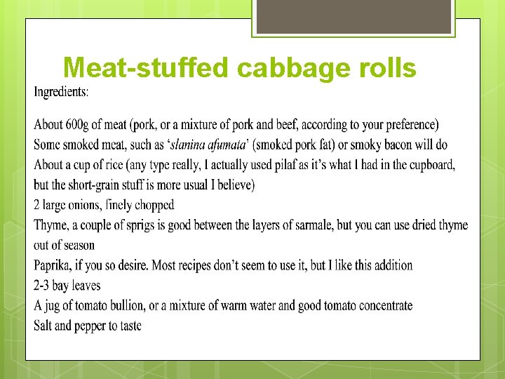 Meat-stuffed cabbage rolls 