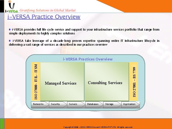 i-VERSA Practice Overview i-VERSA provides full life cycle service and support to your infrastructure