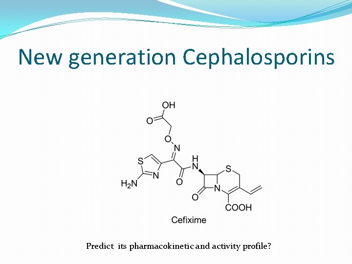 New generation Cephalosporins Predict its pharmacokinetic and activity profile? 