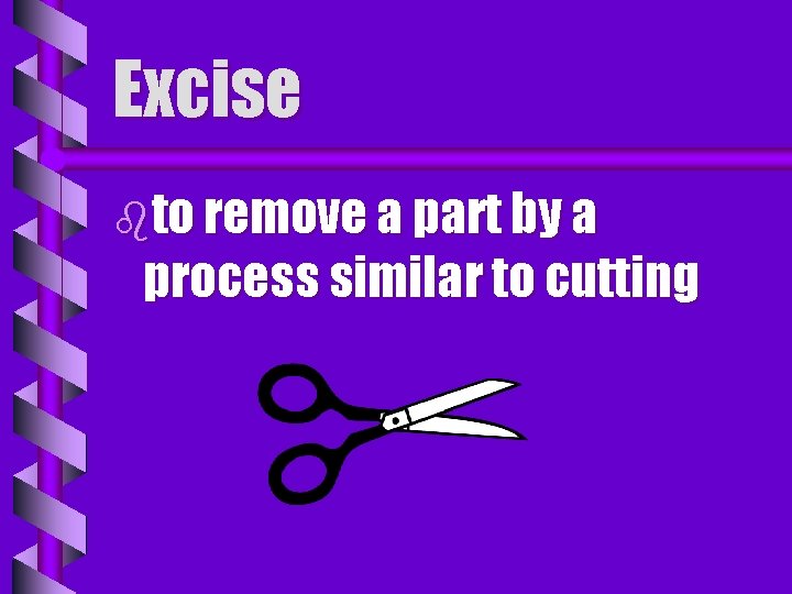 Excise bto remove a part by a process similar to cutting 