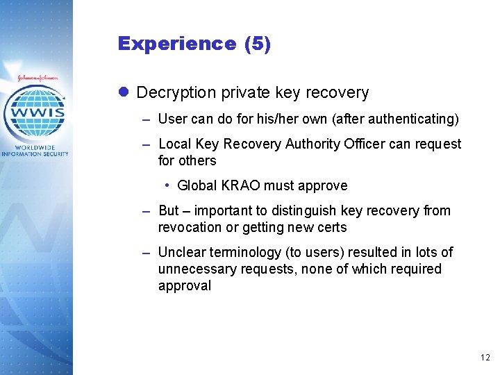 Experience (5) l Decryption private key recovery – User can do for his/her own