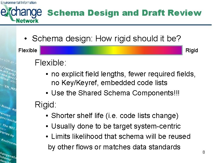 Schema Design and Draft Review • Schema design: How rigid should it be? Flexible