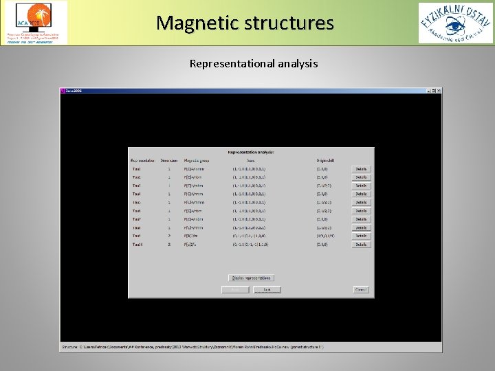 Magnetic structures Representational analysis 