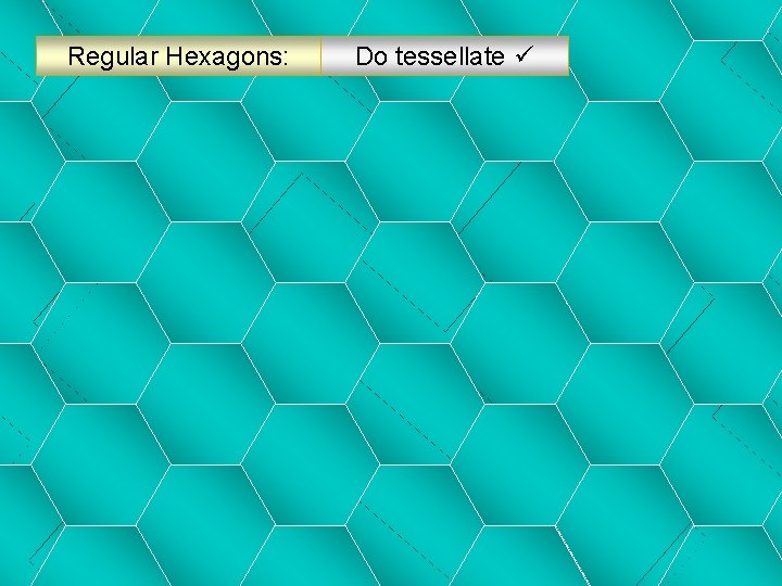 Regular Hexagons: Do tessellate 