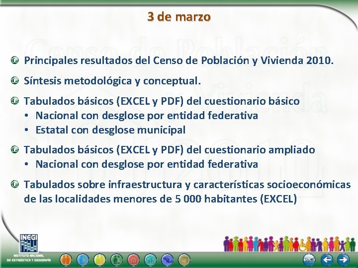 3 de marzo Principales resultados del Censo de Población y Vivienda 2010. Síntesis metodológica