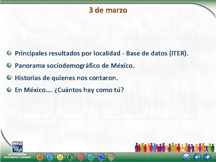 3 de marzo Principales resultados por localidad - Base de datos (ITER). Panorama sociodemográfico