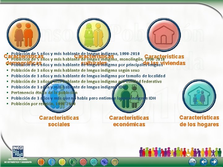 § Población de 5 años y más hablante de lengua indígena, 1990 -2010 Características