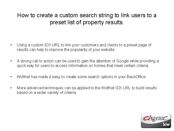 How to create a custom search string to link users to a preset list