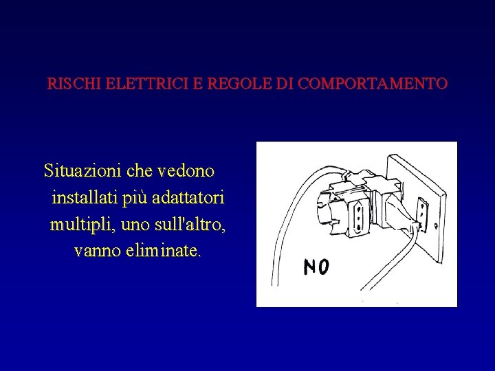 RISCHI ELETTRICI E REGOLE DI COMPORTAMENTO Situazioni che vedono installati più adattatori multipli, uno