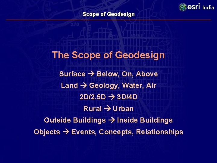 Scope of Geodesign The Scope of Geodesign Surface Below, On, Above Land Geology, Water,