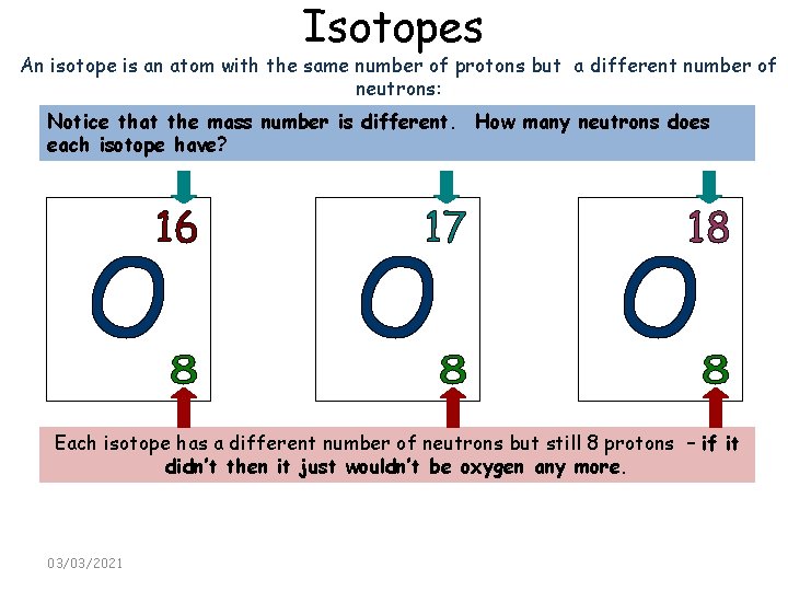 Isotopes An isotope is an atom with the same number of protons but a