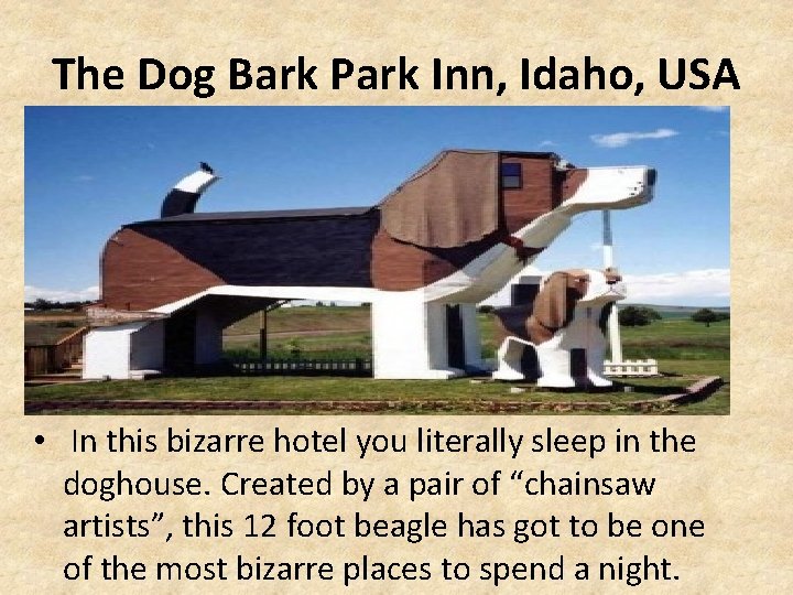 The Dog Bark Park Inn, Idaho, USA • In this bizarre hotel you literally