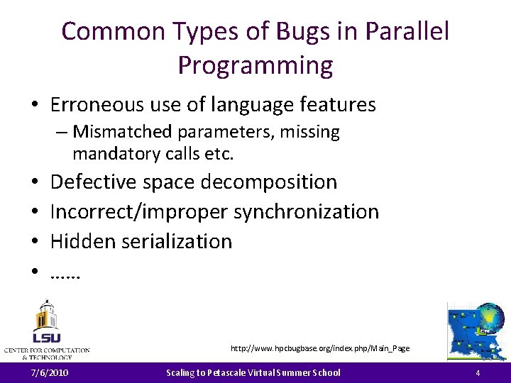 Common Types of Bugs in Parallel Programming • Erroneous use of language features –