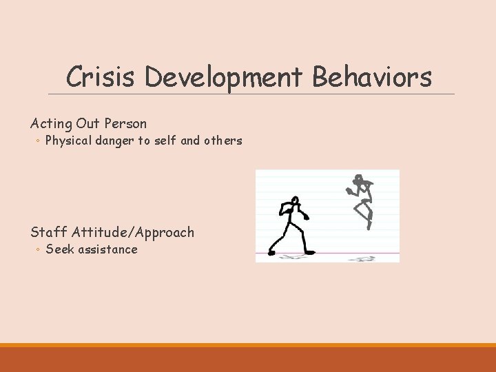 Crisis Development Behaviors Acting Out Person ◦ Physical danger to self and others Staff