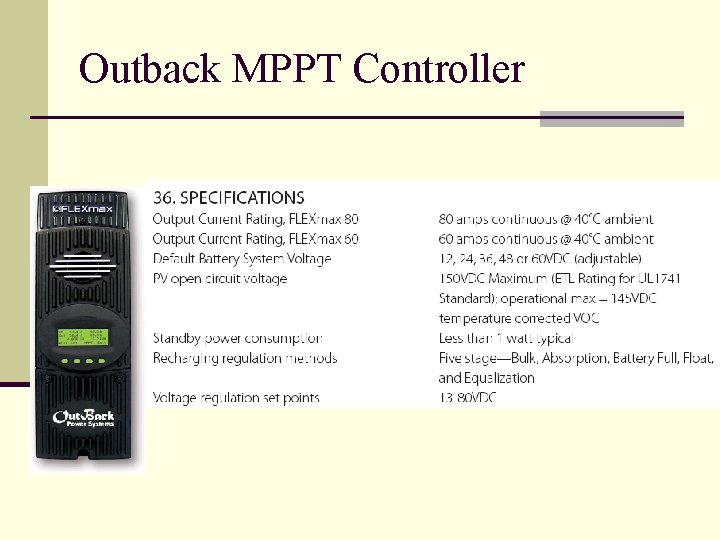 Outback MPPT Controller 
