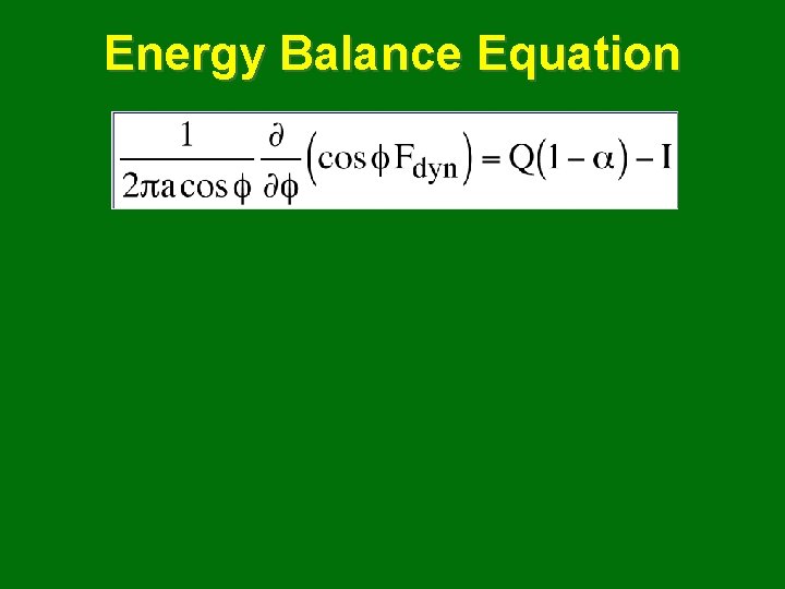 Energy Balance Equation 