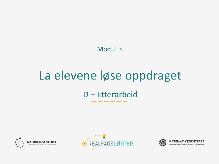 Modul 3 La elevene løse oppdraget D – Etterarbeid 