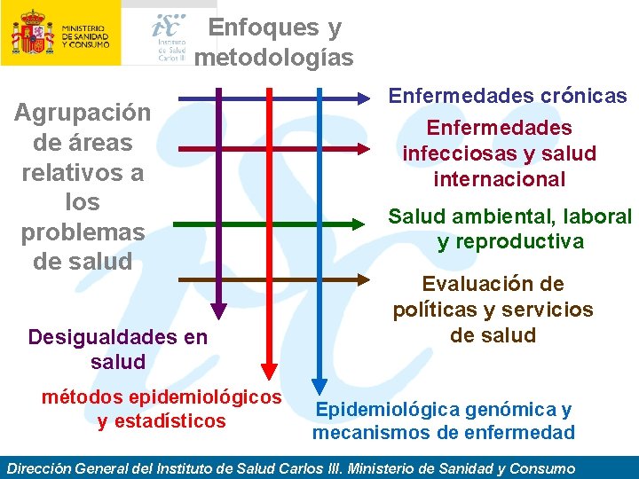 Enfoques y metodologías Agrupación de áreas relativos a los problemas de salud Desigualdades en