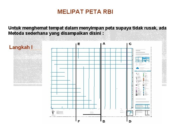 MELIPAT PETA RBI Untuk menghemat tempat dalam menyimpan peta supaya tidak rusak, ada Metoda MELIPAT PETA RBI Untuk menghemat tempat dalam menyimpan peta supaya tidak rusak, ada Metoda