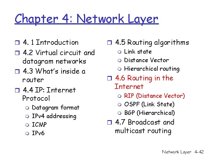 Chapter 4: Network Layer r 4. 1 Introduction r 4. 2 Virtual circuit and