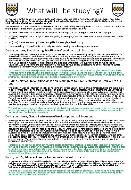 What will I be studying? For students with their sights set on a career