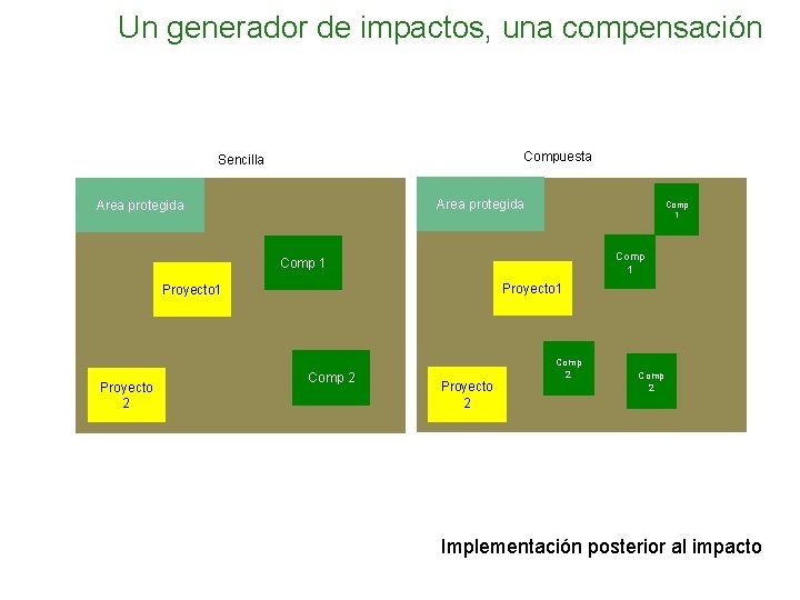 Un generador de impactos, una compensación Compuesta Sencilla Area protegida Comp 1 Proyecto 1