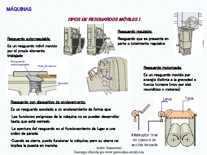 MÁQUINAS TIPOS DE RESGUARDOS MÓVILES I Resguardo regulable: Resguardo que se presenta en parte