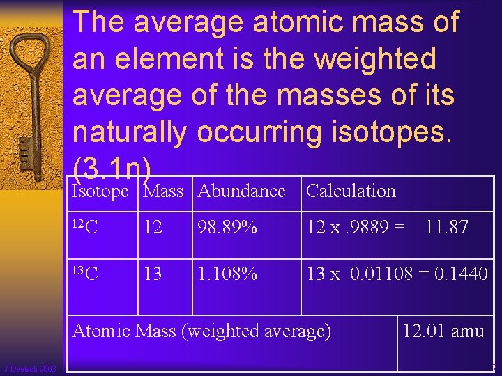 The average atomic mass of an element is the weighted average of the masses