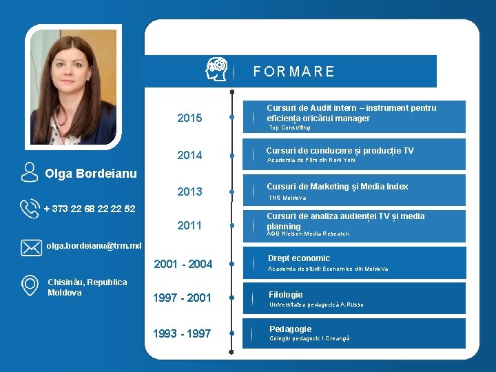  F O R M A R E 2015 Cursuri de Audit intern –