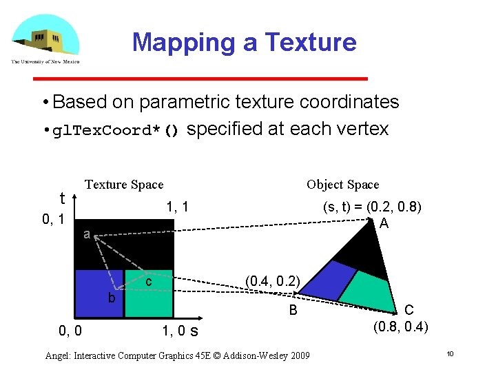 Mapping a Texture • Based on parametric texture coordinates • gl. Tex. Coord*() specified