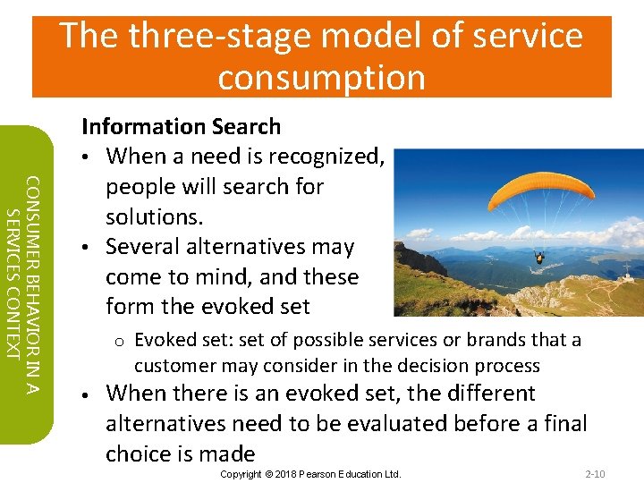 The three-stage model of service consumption CONSUMER BEHAVIOR IN A SERVICES CONTEXT Information Search